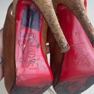 Christian Louboutin Cork and Brown Heels